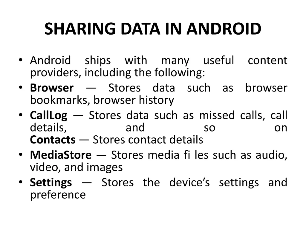 sharing data in android 1