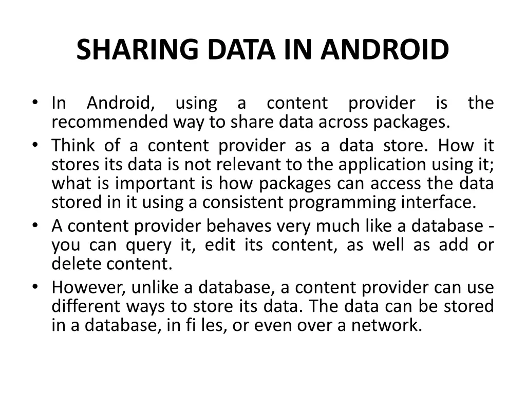 sharing data in android