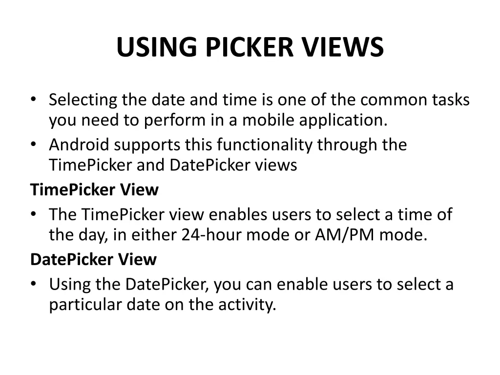 using picker views