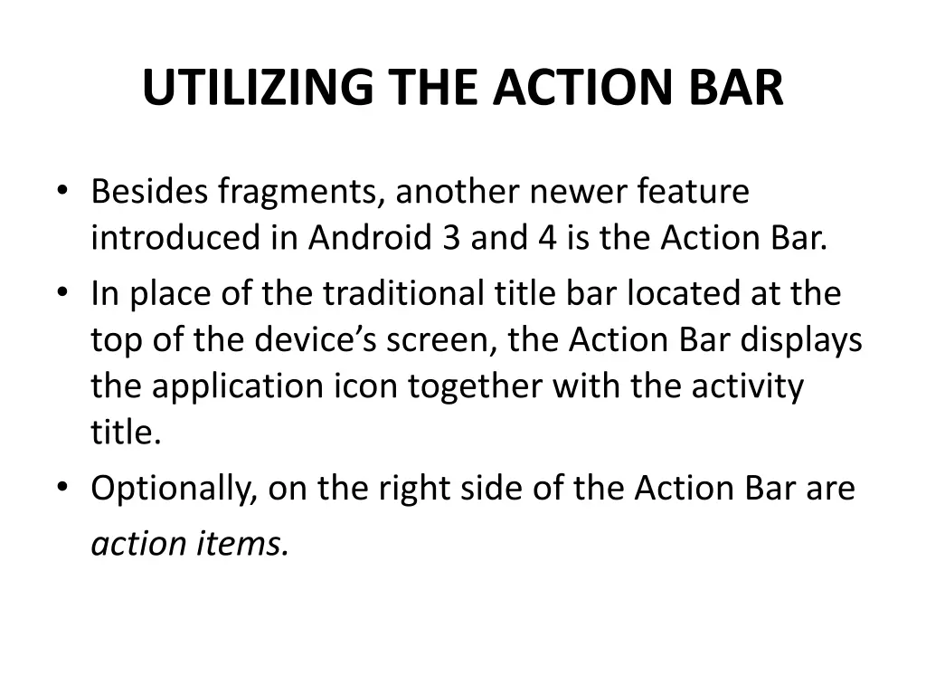 utilizing the action bar