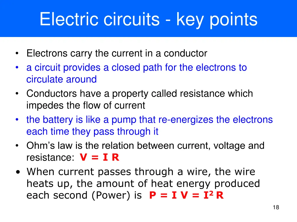 electric circuits key points