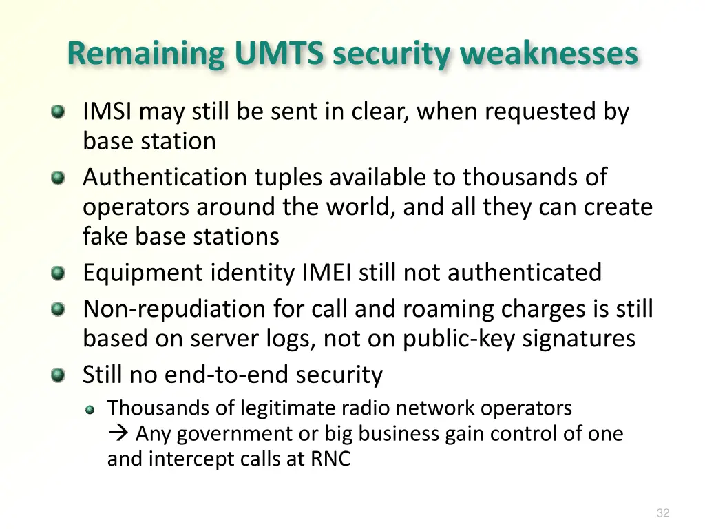 remaining umts security weaknesses