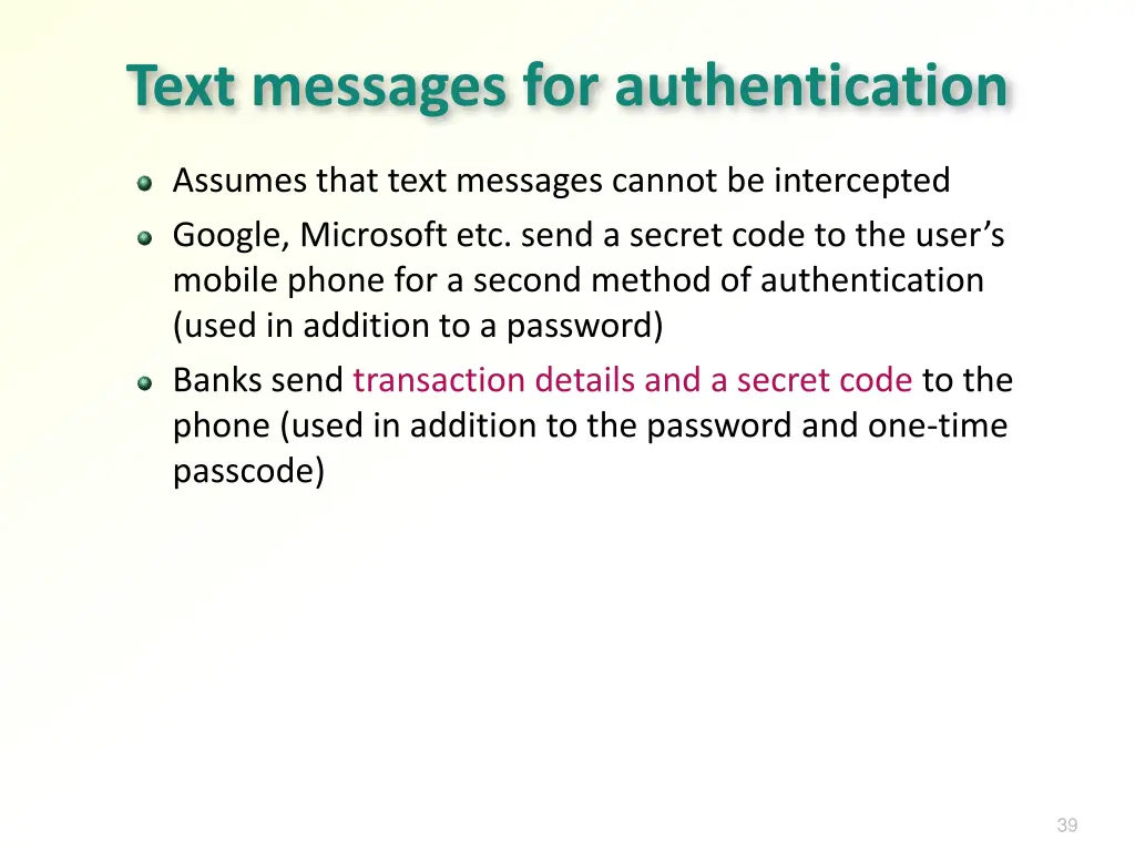 text messages for authentication