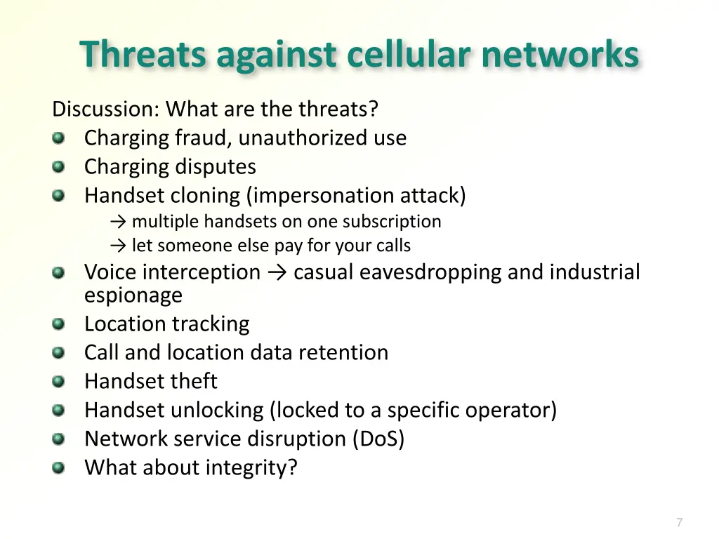 threats against cellular networks