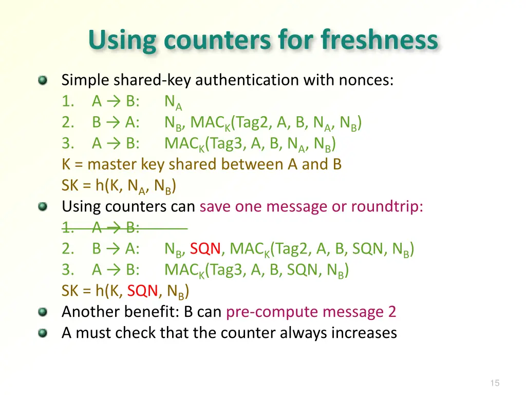 using counters for freshness