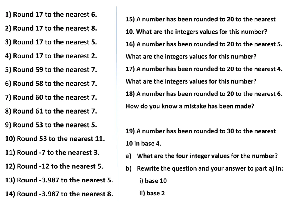 1 round 17 to the nearest 6