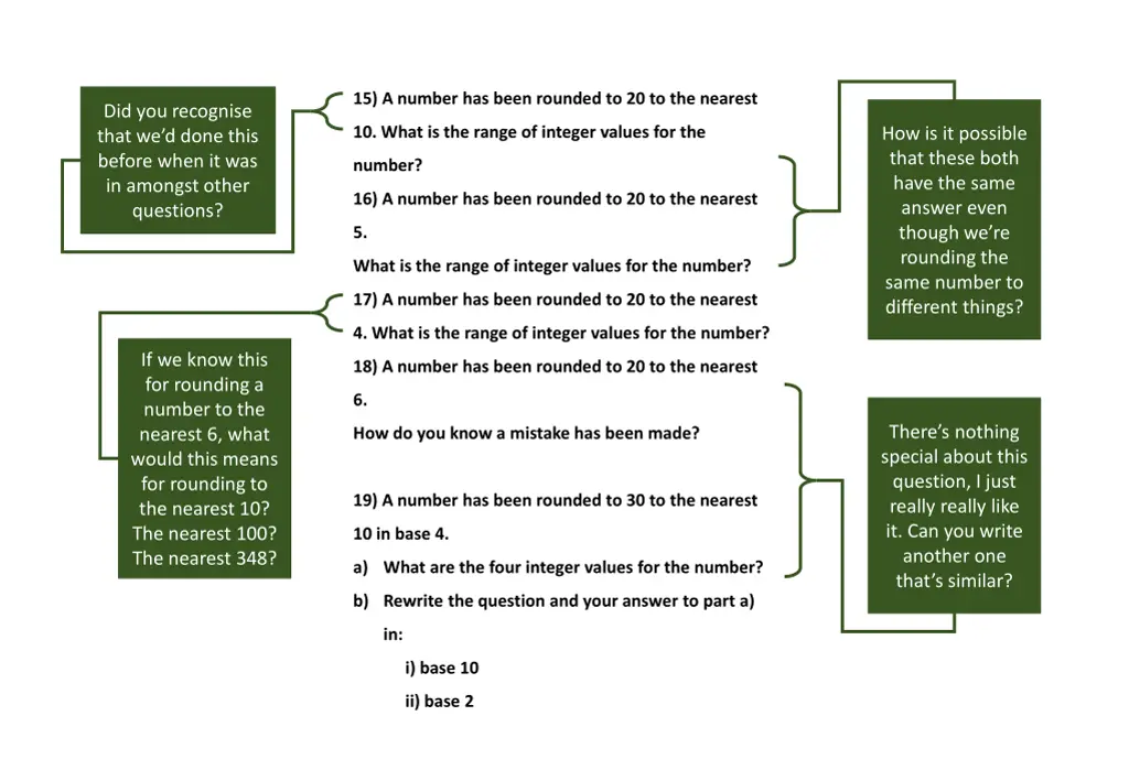 15 a number has been rounded to 20 to the nearest