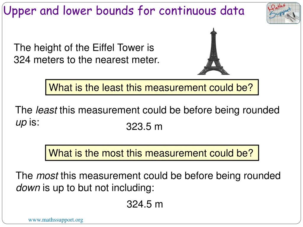 upper and lower bounds for continuous data