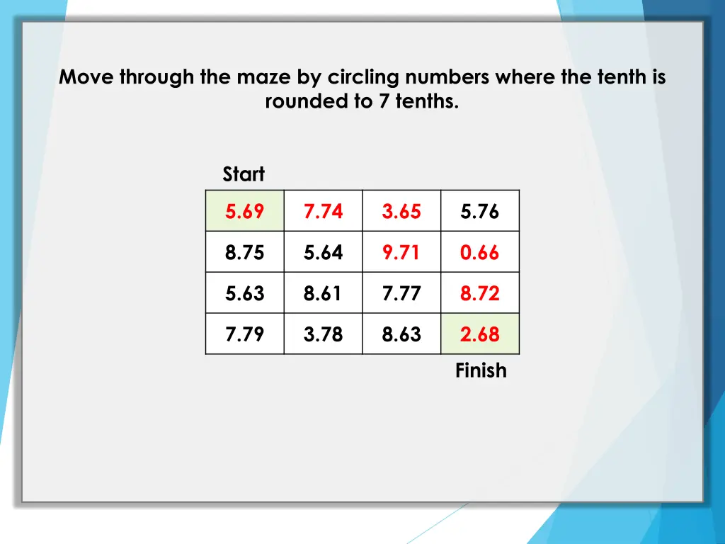 move through the maze by circling numbers where 1