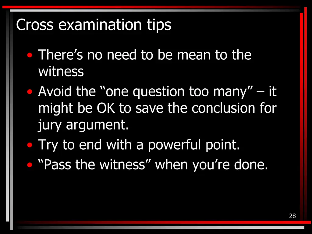 cross examination tips