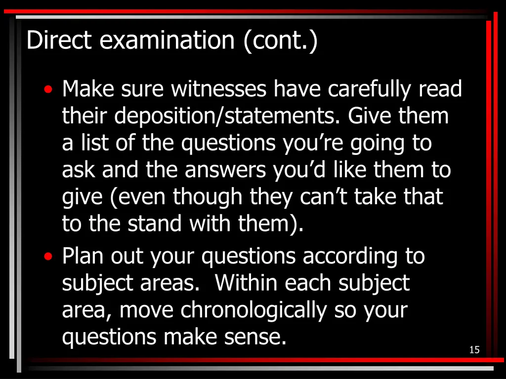 direct examination cont