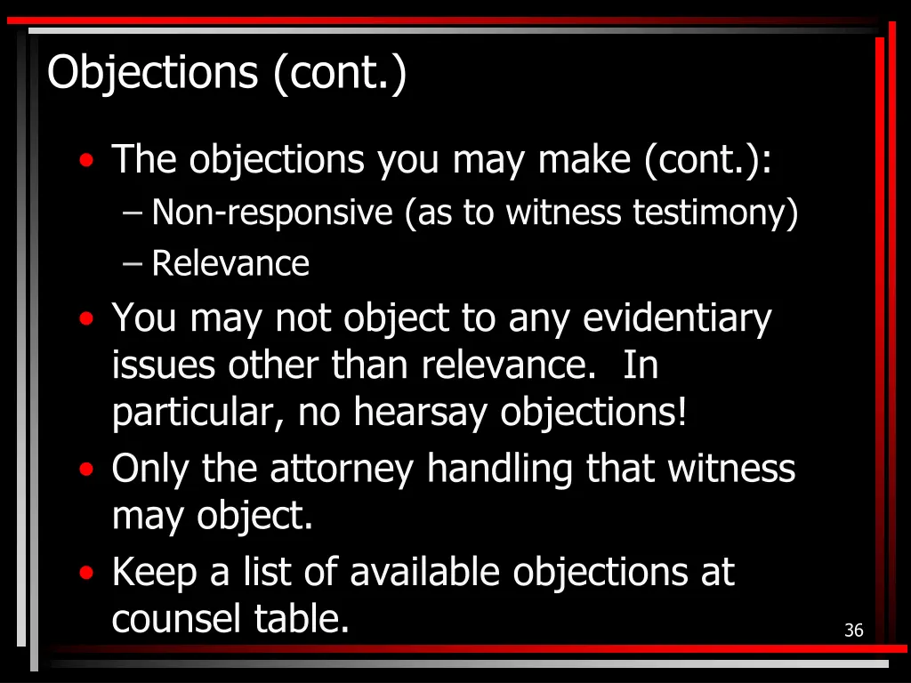 objections cont