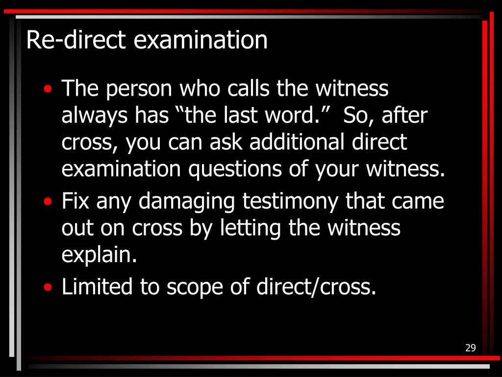 re direct examination