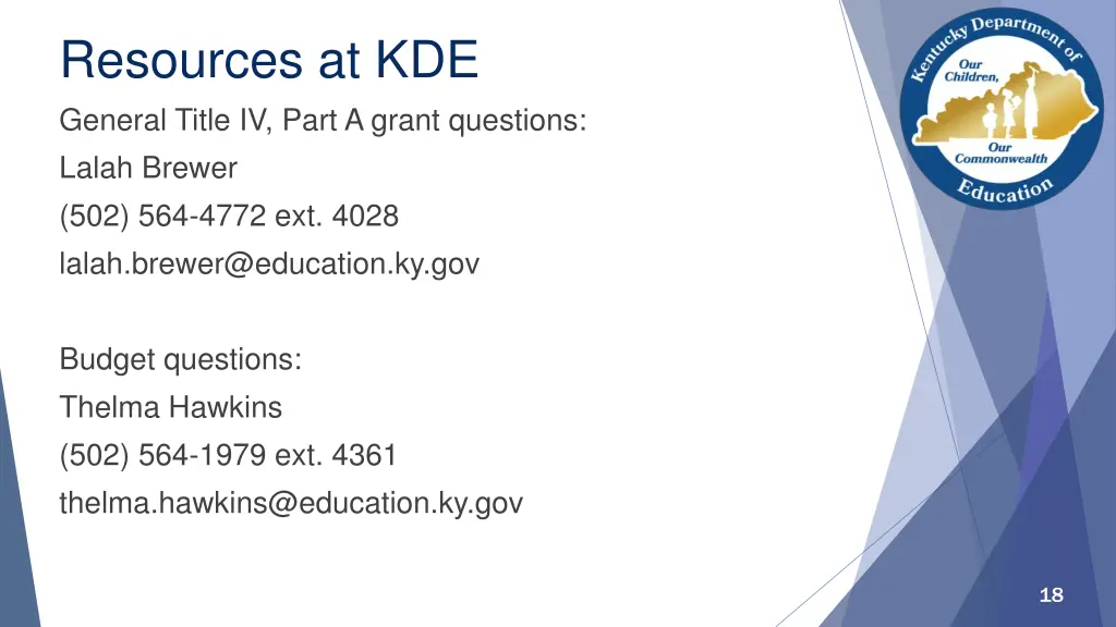 resources at kde general title iv part a grant