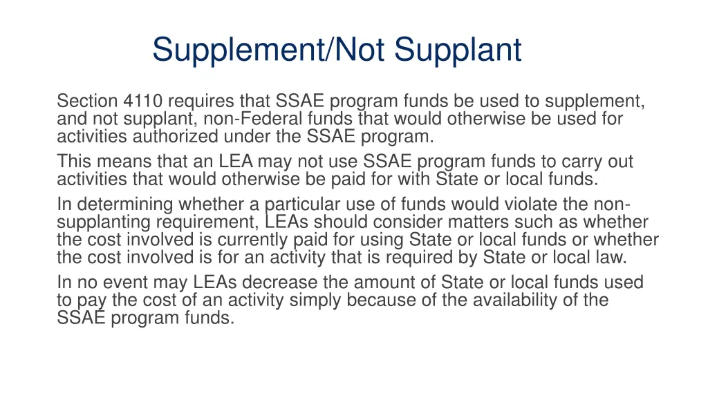 supplement not supplant