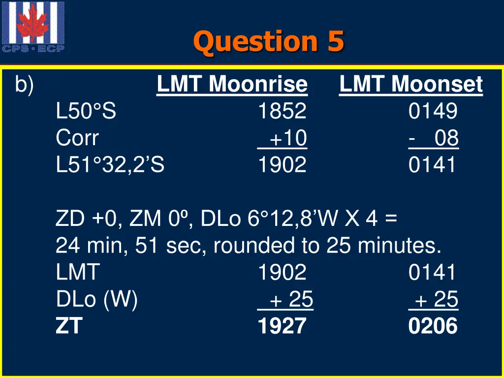 question 5 lmt moonrise