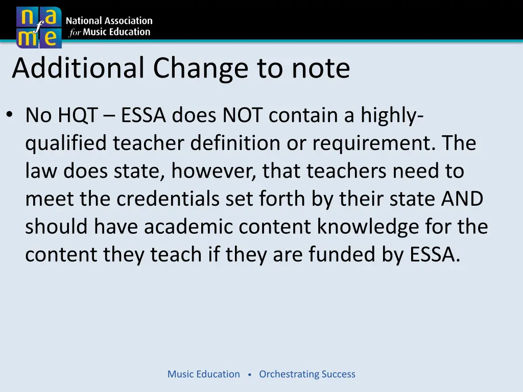 additional change to note