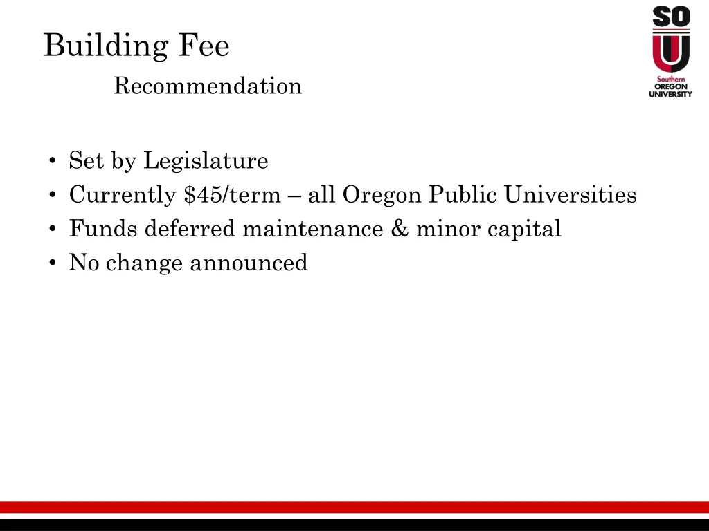 building fee recommendation