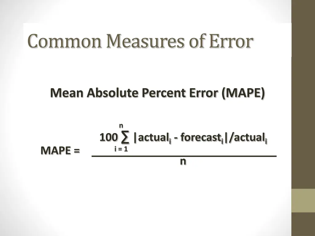 common measures of error 1