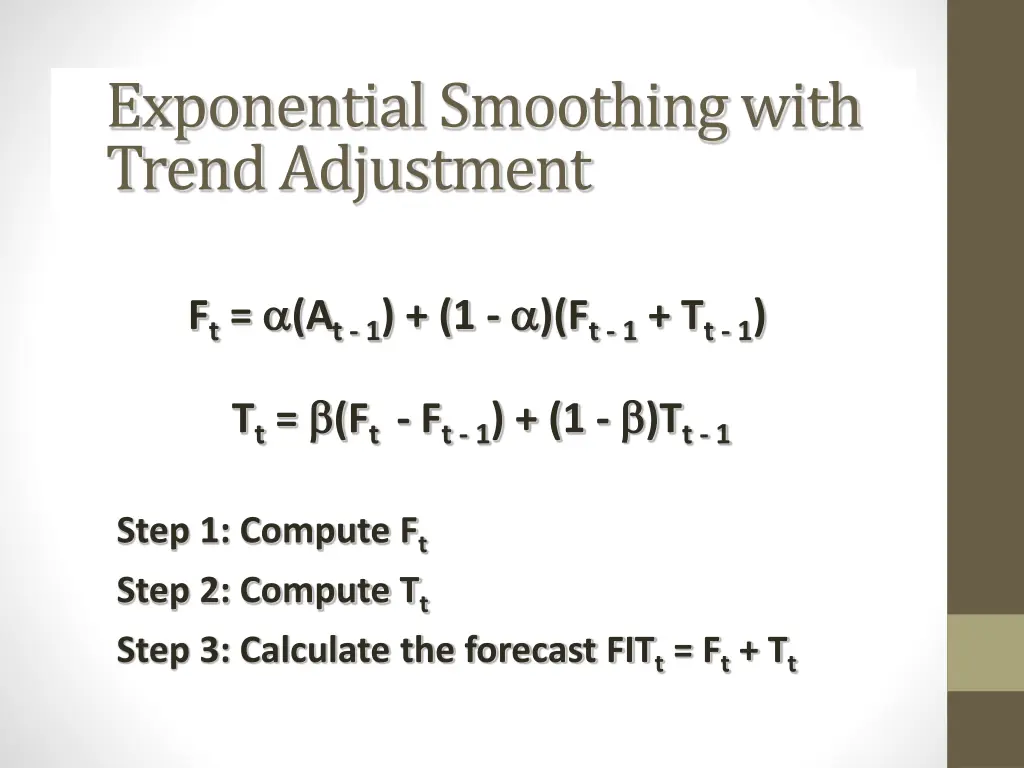 exponential smoothing with trend adjustment 1