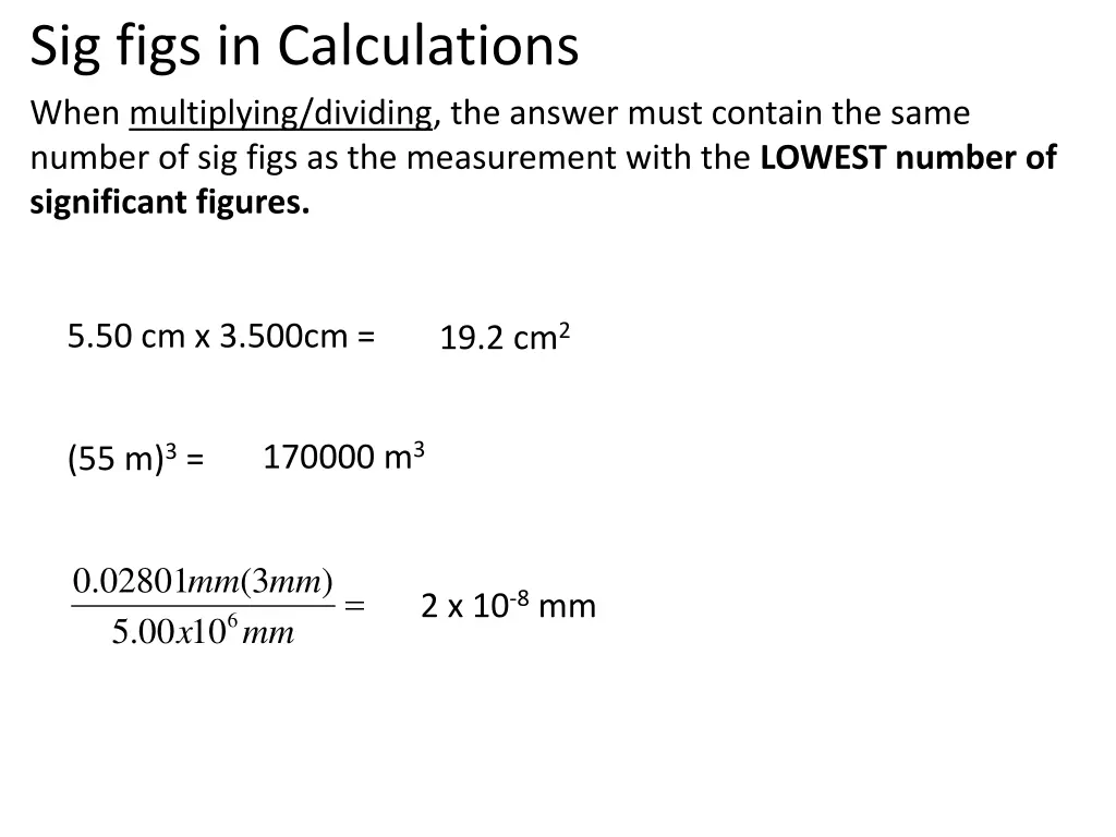 sig figs in calculations when multiplying