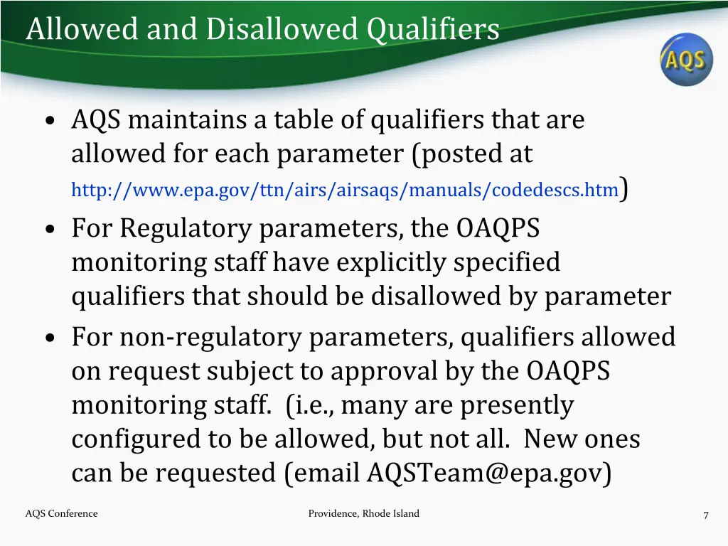 allowed and disallowed qualifiers