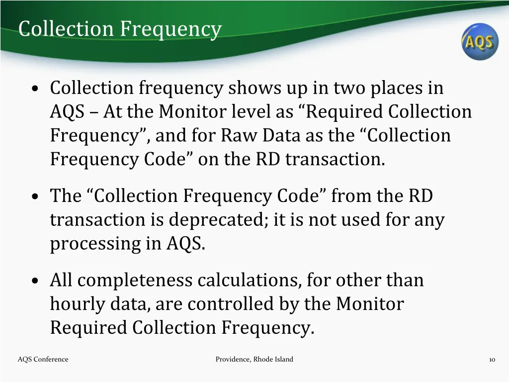 collection frequency