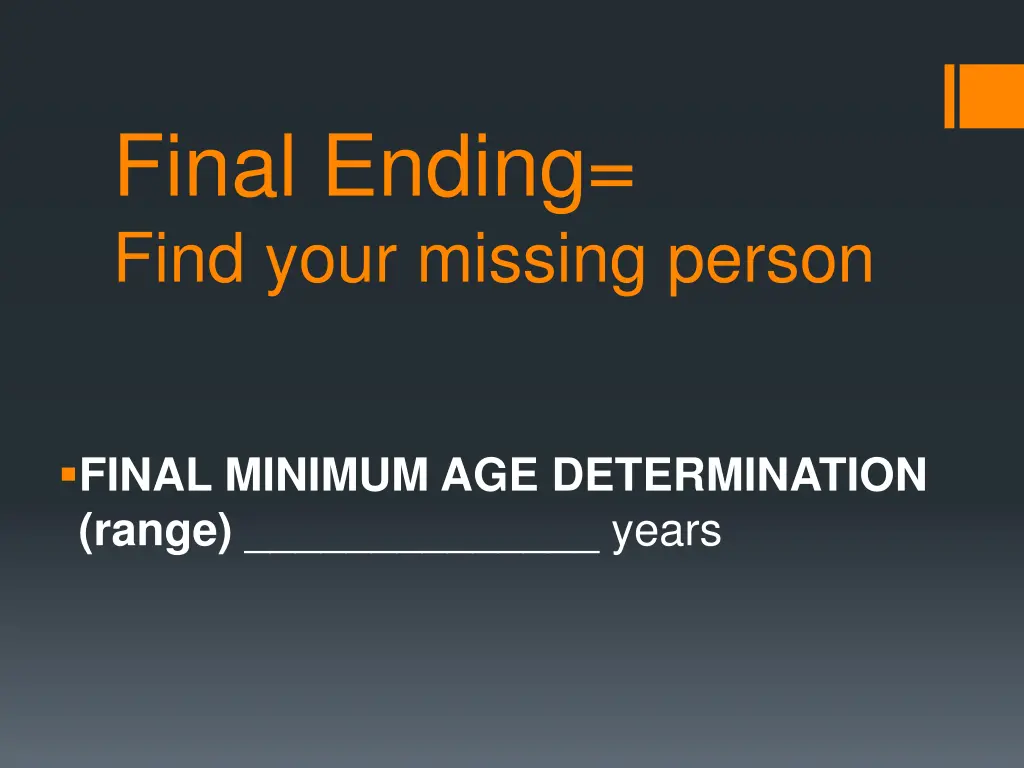 final ending find your missing person