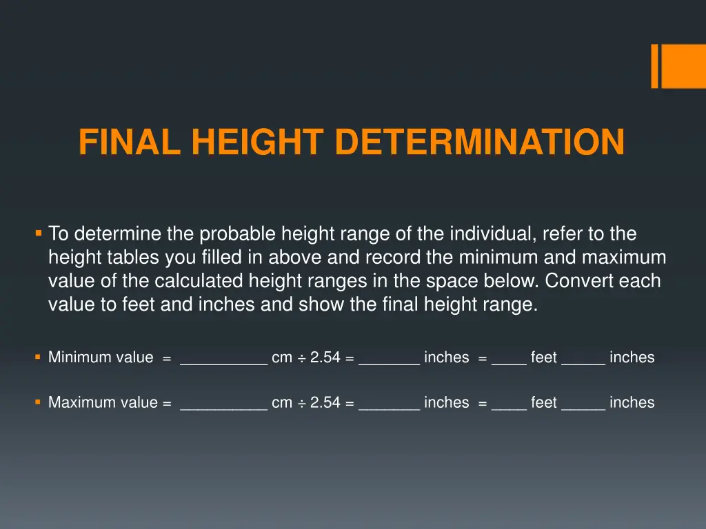 final height determination