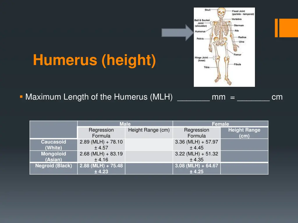 humerus height