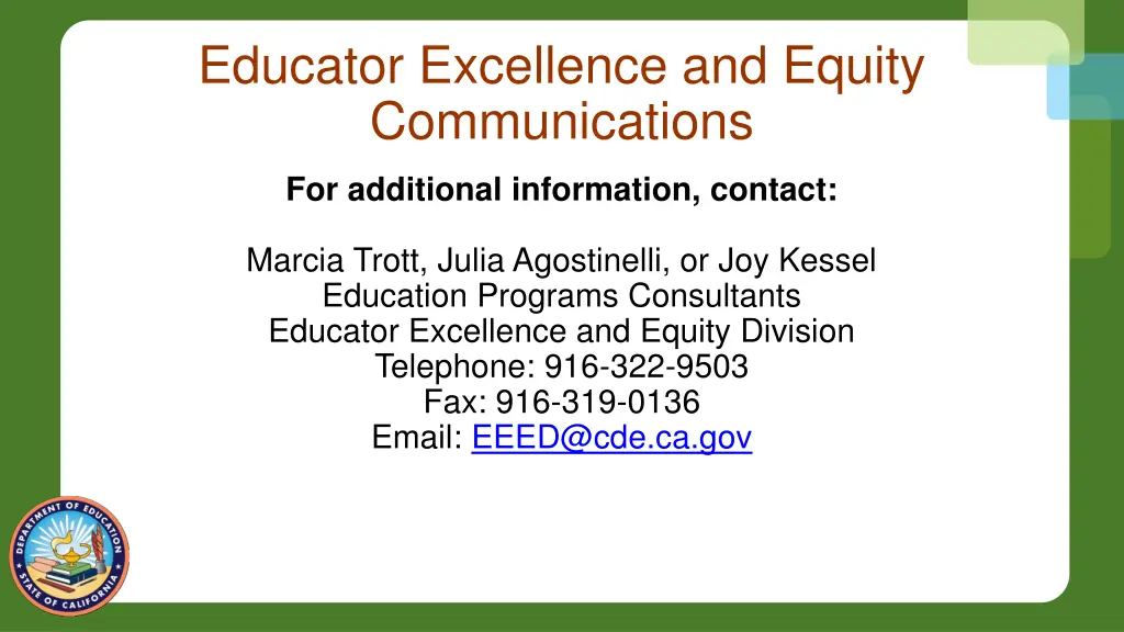 educator excellence and equity communications