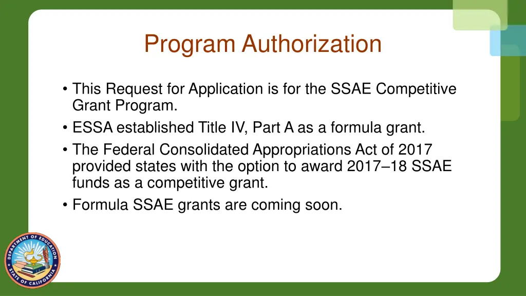 program authorization