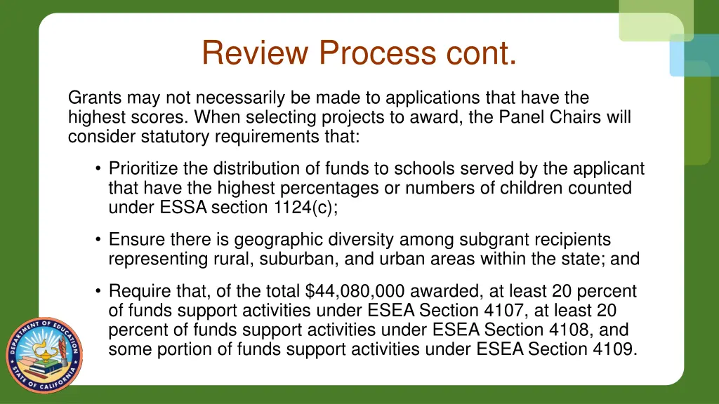 review process cont