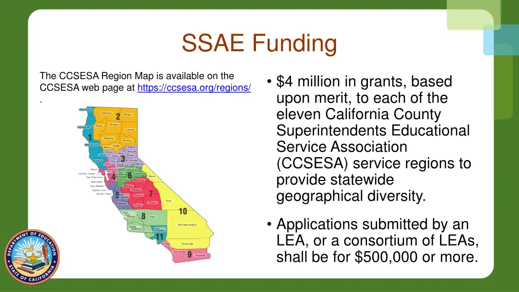 ssae funding