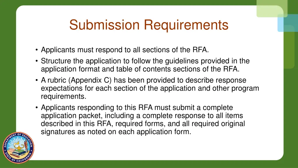 submission requirements