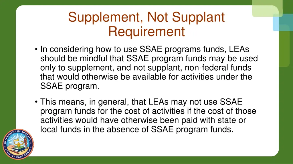 supplement not supplant requirement