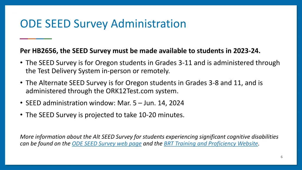 ode seed survey administration