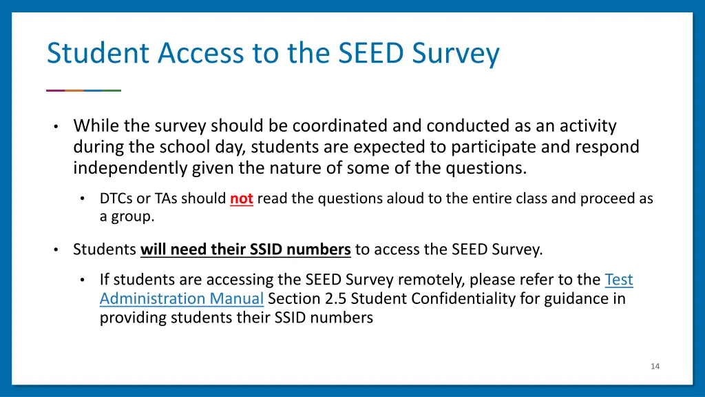 student access to the seed survey 2