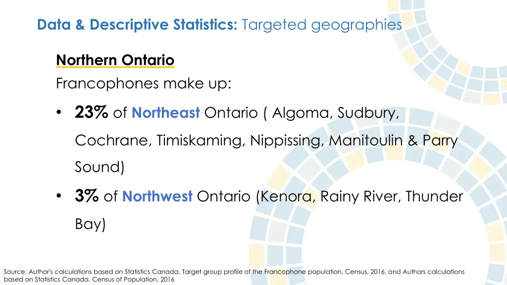 data descriptive statistics targeted geographies