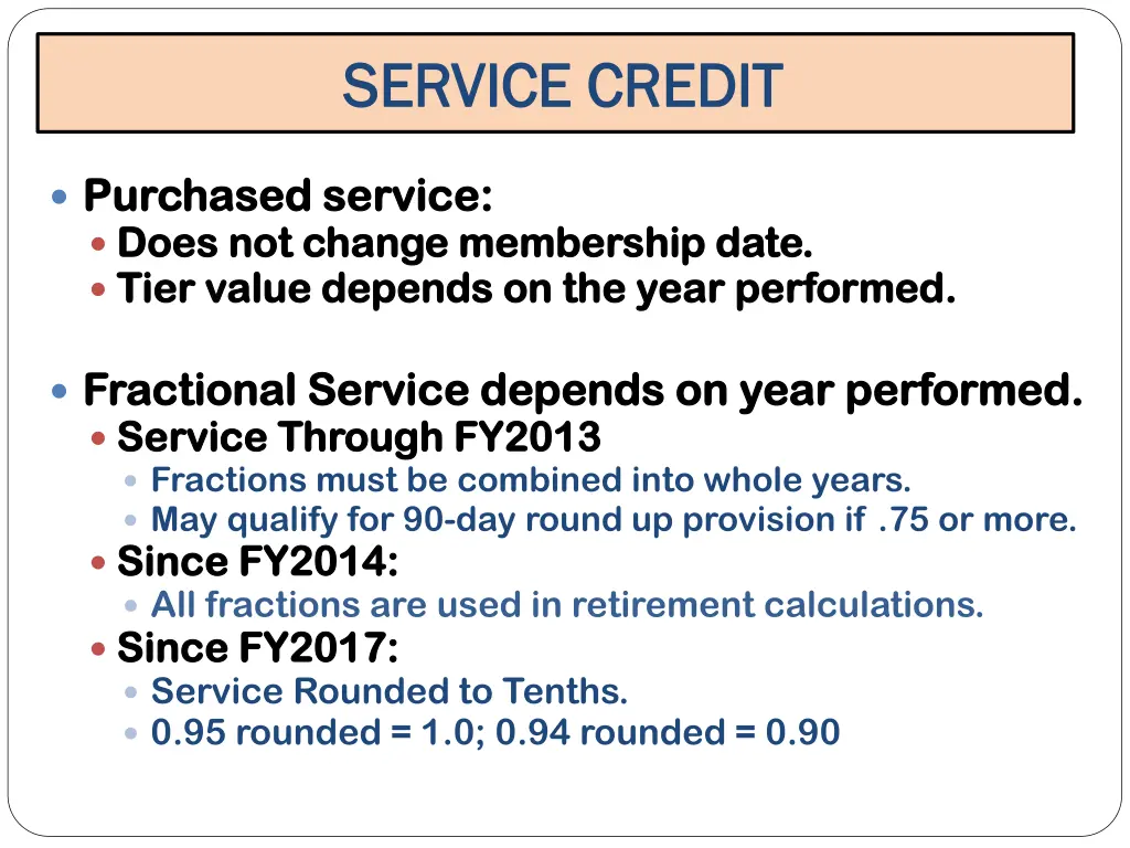 service credit service credit