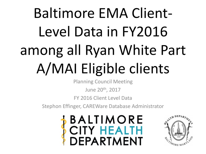 baltimore ema client level data in fy2016 among