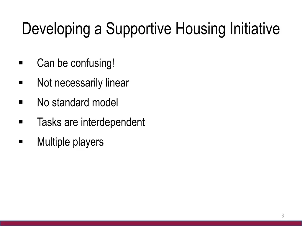 developing a supportive housing initiative