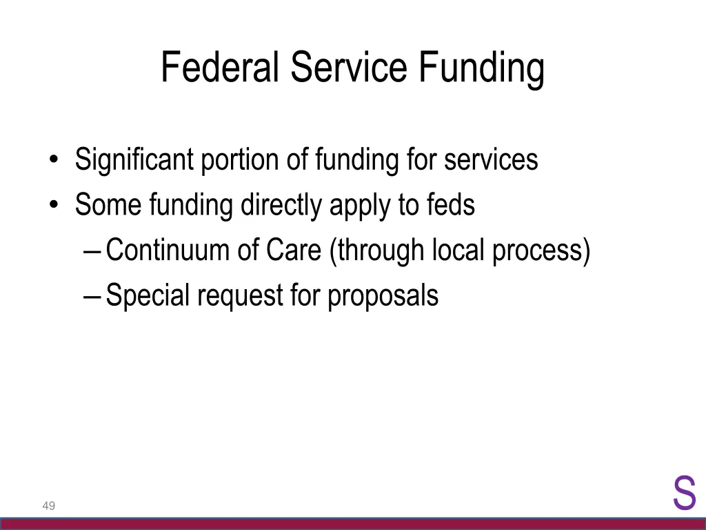 federal service funding