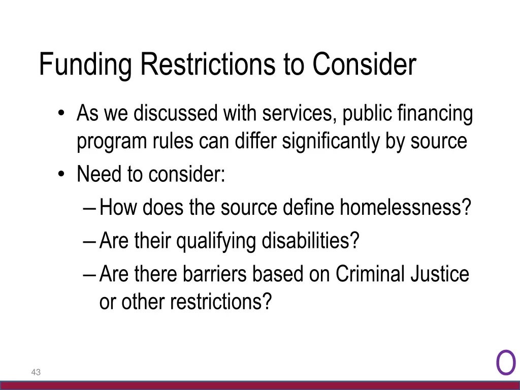 funding restrictions to consider