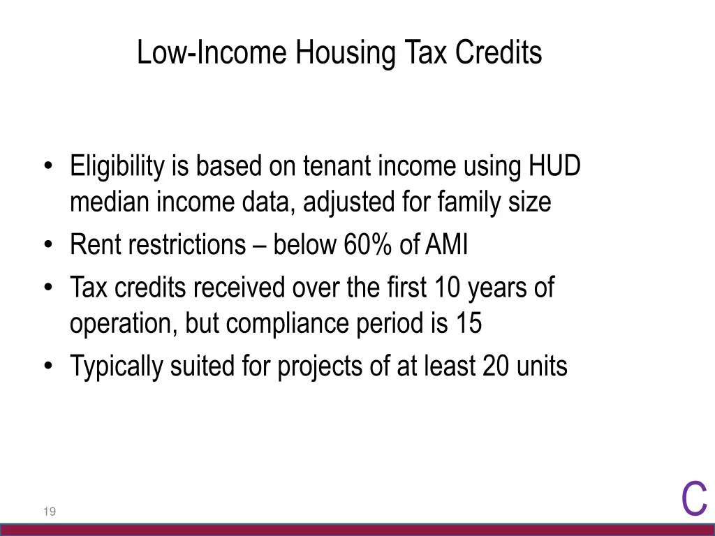 low income housing tax credits