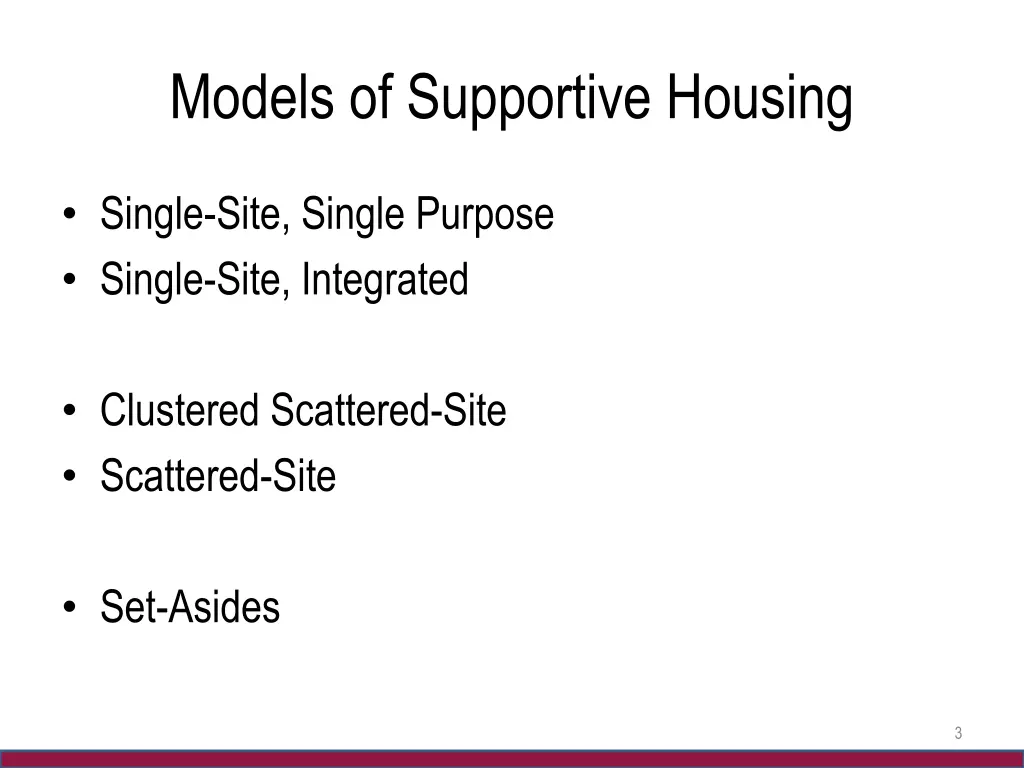 models of supportive housing