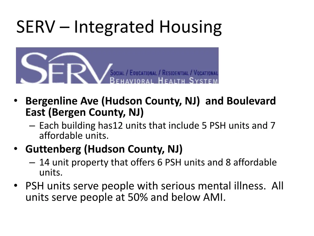 serv integrated housing