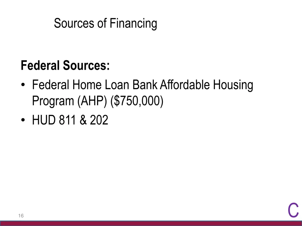 sources of financing