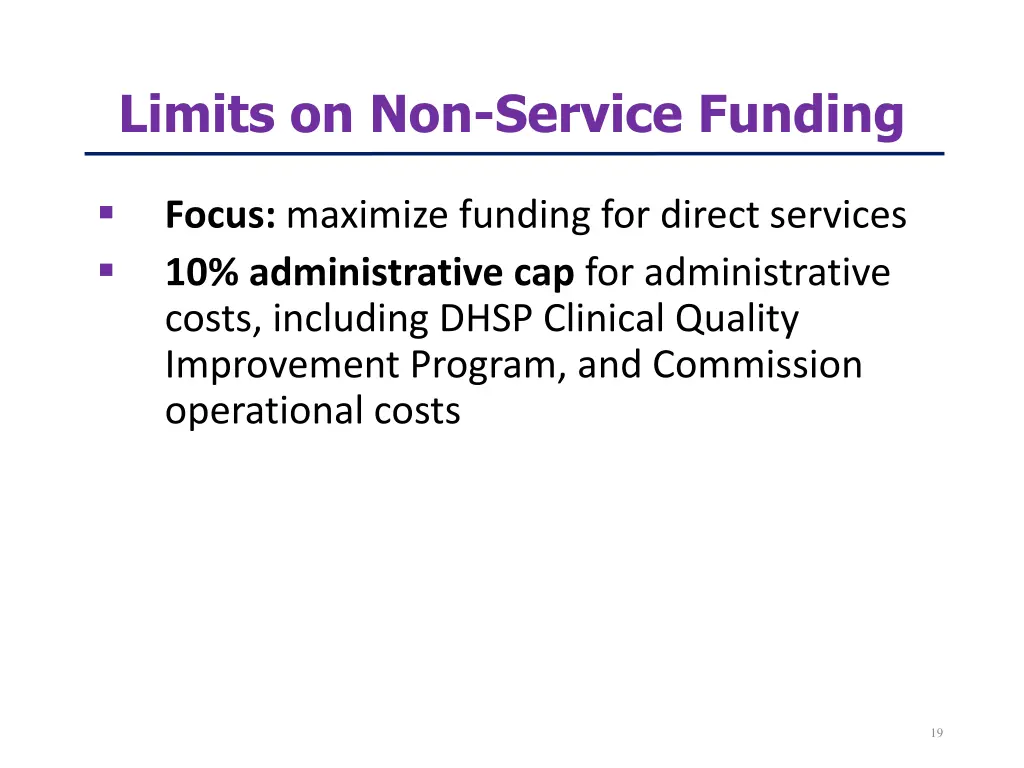 limits on non service funding