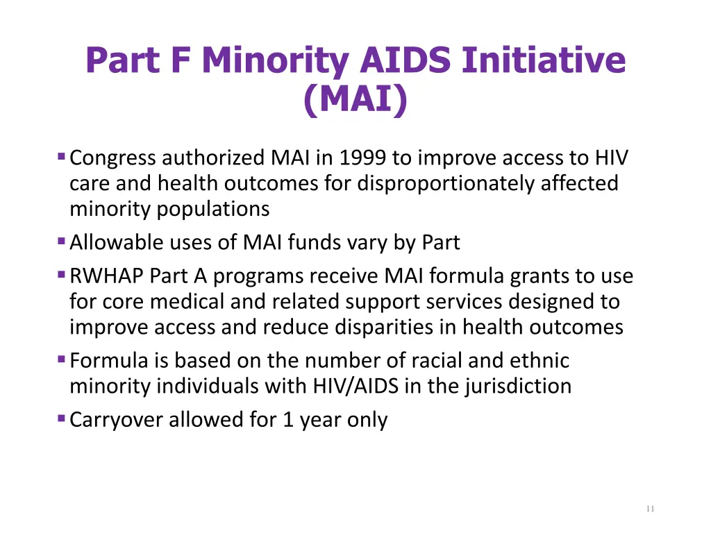 part f minority aids initiative mai